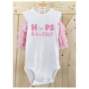 5/$20 NEW 2Pc 9M Girls Pink HOPS & KISSES Easter Bodysuit & Tutu Outfit